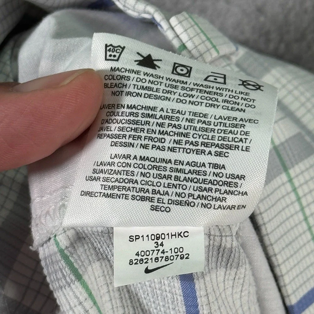 Nike Golf Chino Shorts Mens 34 White Plaid Flat Front Active Sportswear 12